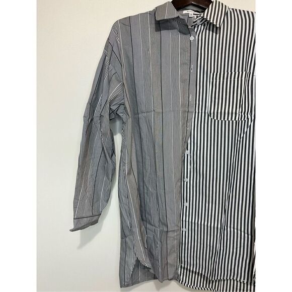 Black white oversized collared shirt - Picture 7 of 12